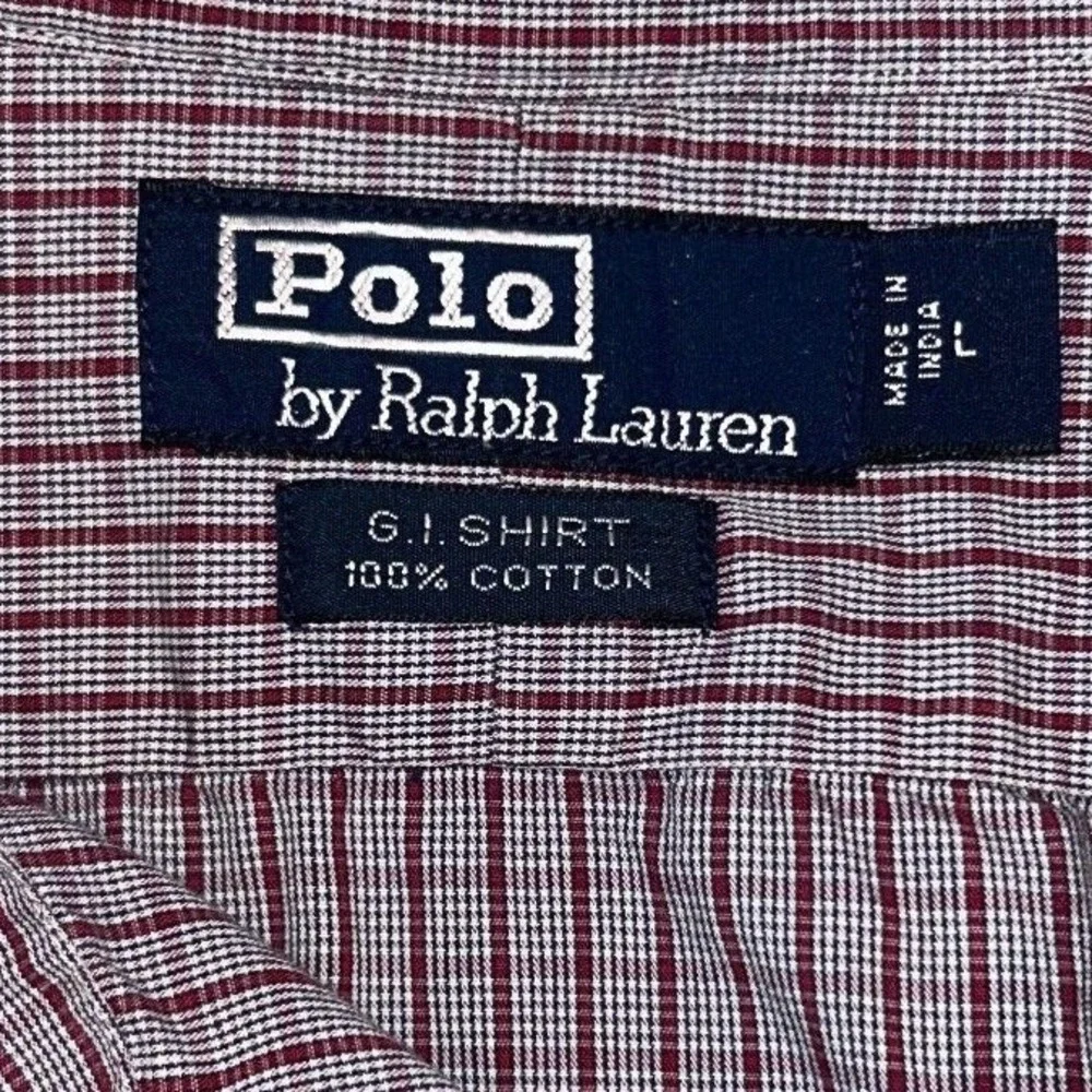 Polo Ralph Lauren G.I. Shirt Large Mens Red White Plaid Check Cotton Utility‎